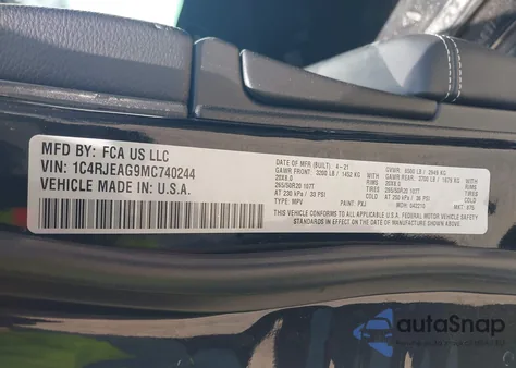 2021 Jeep Grand Cherokee Freedom 4X2 из США, поврежденный, VIN 1C4RJEAG9MC740244